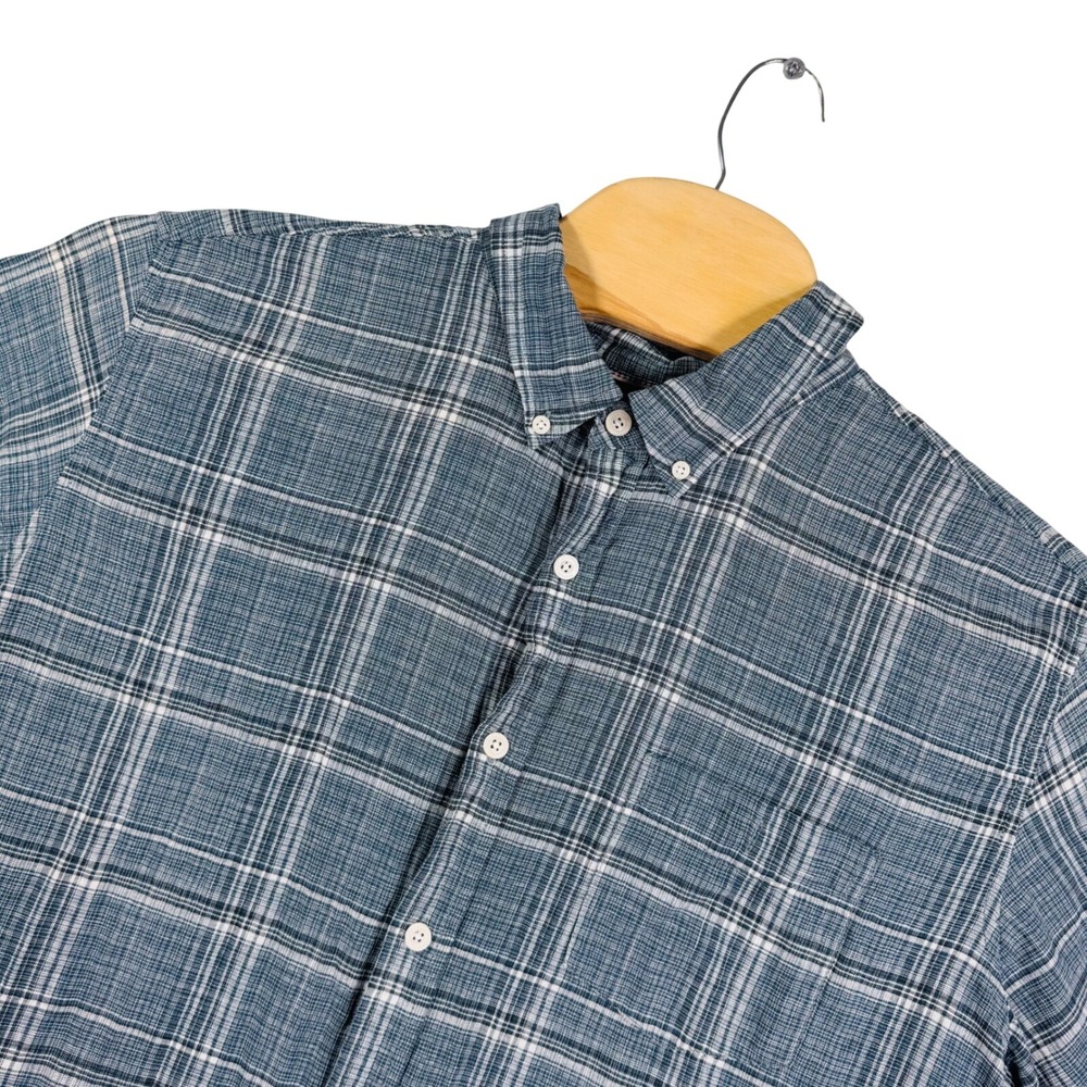 Weatherproof Mens XXL Plaid Linen Blend Shirt‎ Short Sleeve Button Up Casual